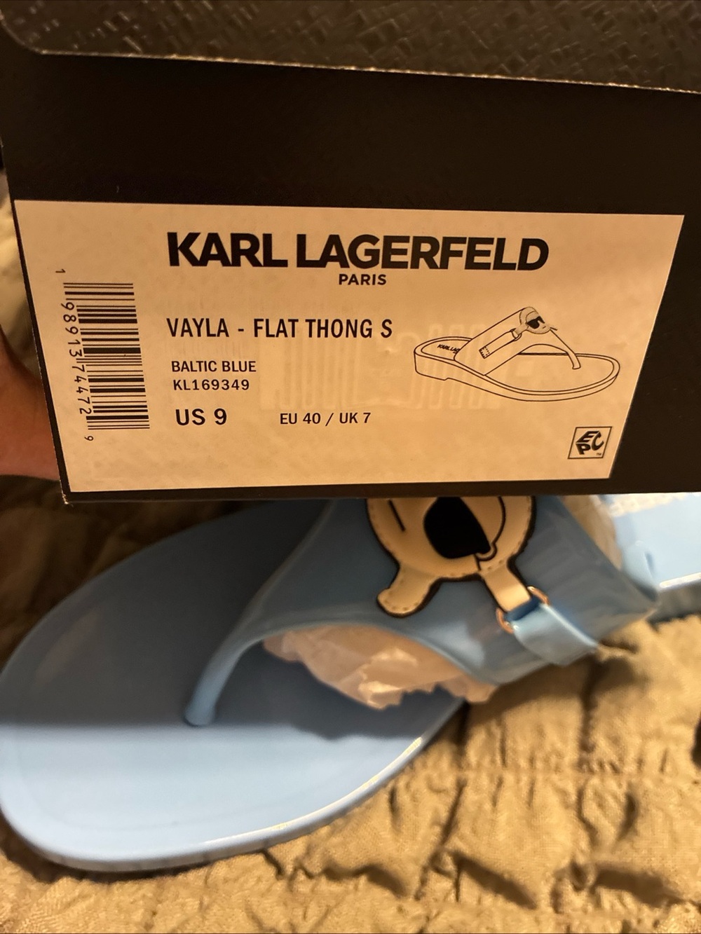 Karl lagerfeld ladies vayla sandals size 9 Baltic blue - Picture 7 of 7